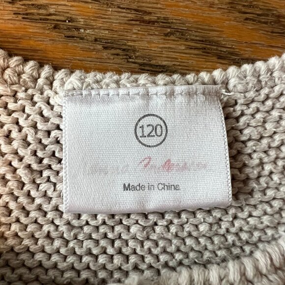 Hanna Andersson Cotton Knit Cardigan – Oatmeal & Pink Trim – 4–6Y - Picture 4 of 5